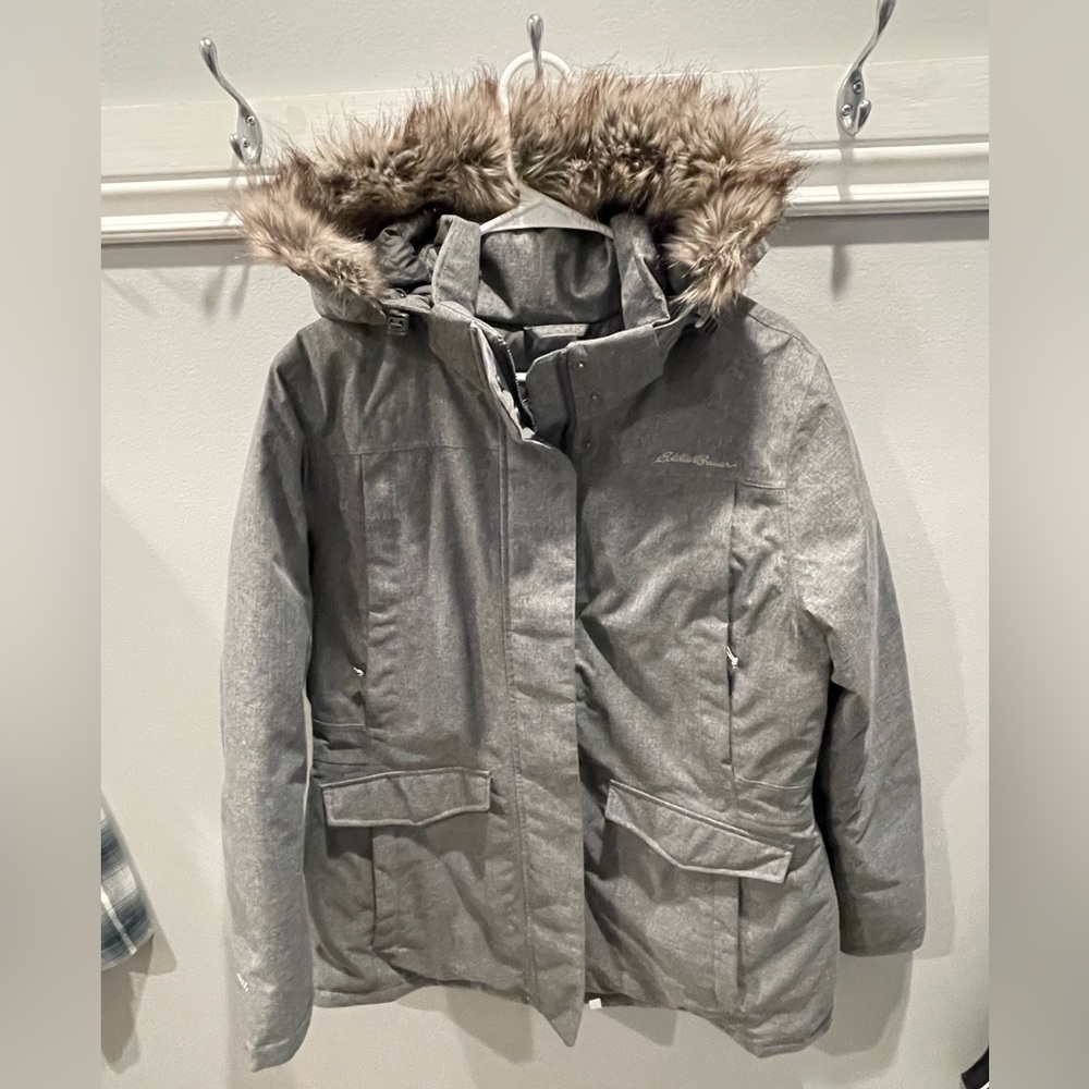 Eddie Bauer Eb650 Down Filled Jacket With Fur Hood Gem